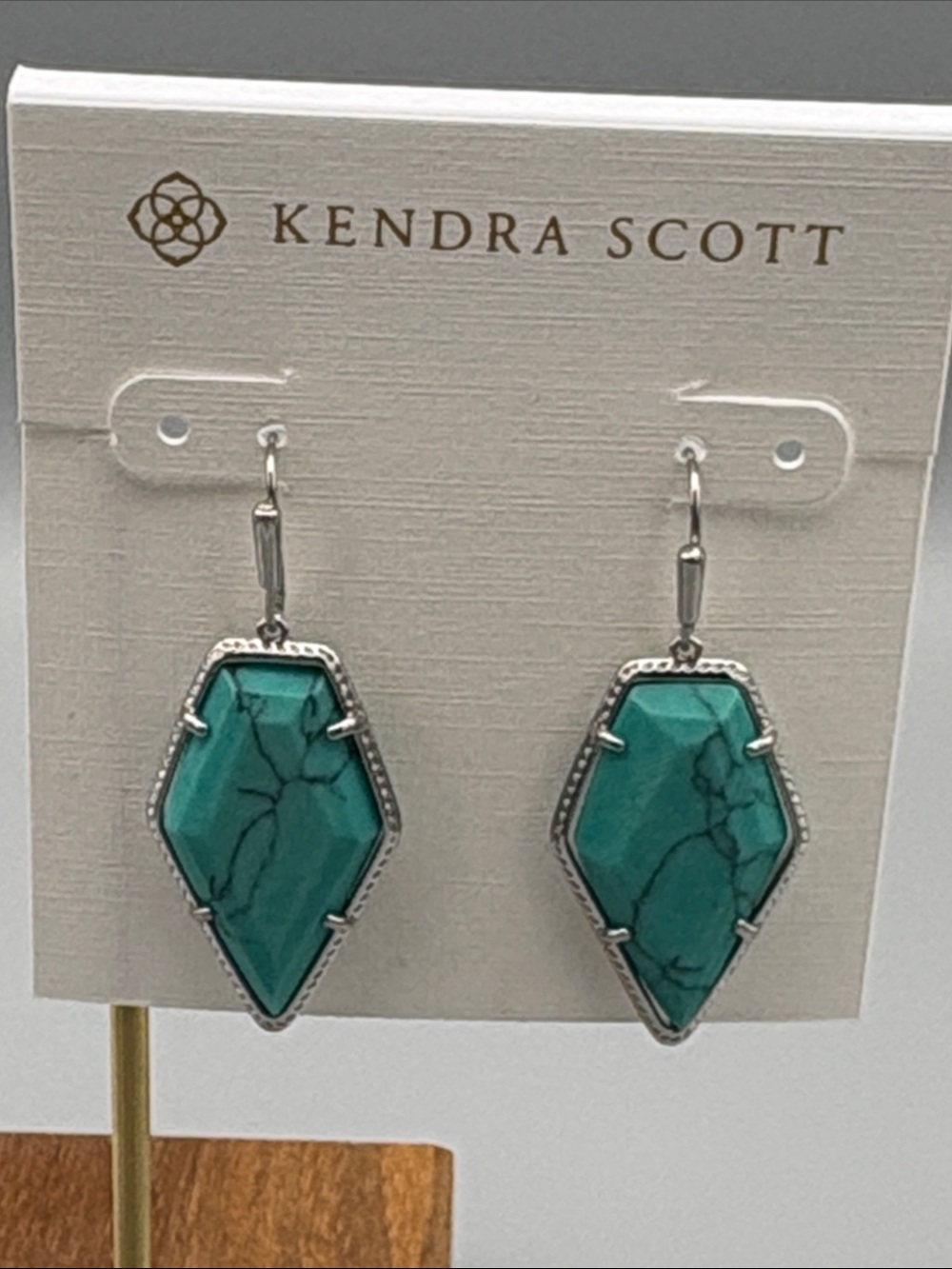 Kendra Scott Teal Turquoise Hexagon Drop Earrings